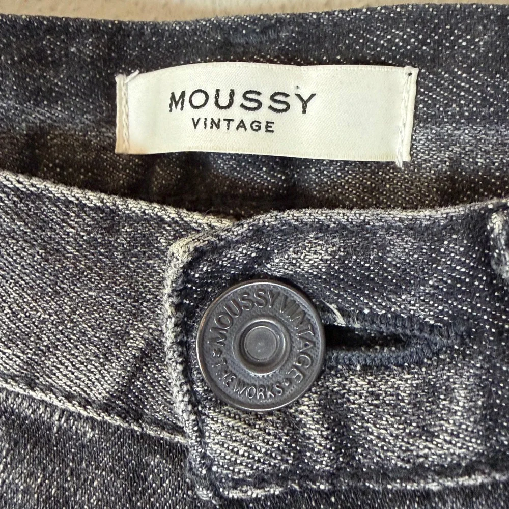 Moussy Vintage Skinny Jeans Womens Size 25 Faded Black Distressed Denim Japan‎